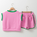  Lina Trim Cable Textured Shorts