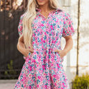  Lindsey Floral Short Sleeve Loose Dress