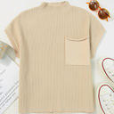  Lindsey Patch Pocket Ribbed Knit Short Sleeve Sweater