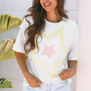  Lisa Layered Star Patched Half Sleeve Loose Top
