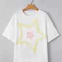  Lisa Layered Star Patched Half Sleeve Loose Top
