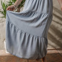  Lisa Tiered Smocked High Waist Denim Maxi Skirt