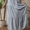  Lisa Tiered Smocked High Waist Denim Maxi Skirt