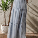  Lisa Tiered Smocked High Waist Denim Maxi Skirt