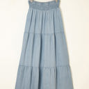  Lisa Tiered Smocked High Waist Denim Maxi Skirt