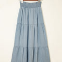  Lisa Tiered Smocked High Waist Denim Maxi Skirt