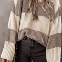 Simply Taupe Small Livia Colorblock Loose Pullover Sweater