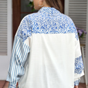  Livia Striped Patchwork Casual PLUS Shirt