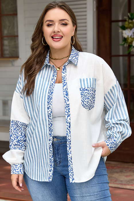 Livia Striped Patchwork Casual PLUS Shirt