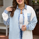  Livia Striped Patchwork Casual PLUS Shirt
