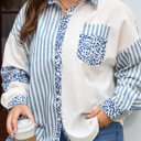  Livia Striped Patchwork Casual PLUS Shirt