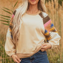  Logan Aztec Patchwork Raglan Pullover Sweatshirt