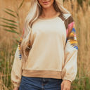  Logan Aztec Patchwork Raglan Pullover Sweatshirt