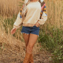 Logan Aztec Patchwork Raglan Pullover Sweatshirt