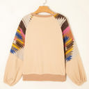 Logan Aztec Patchwork Raglan Pullover Sweatshirt