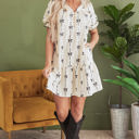  Logan Bowknot Bubble Sleeve V Neck Dress