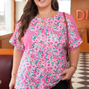 Pink XXXXL Lola Plus Size Floral Loose Top