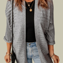 Gray XXL Lolatara Open Front Knit Cardigan