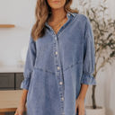  Londyn Buttoned Long Sleeve Denim Mini Dress