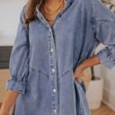  Londyn Buttoned Long Sleeve Denim Mini Dress