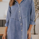 Blue Medium Londyn Buttoned Long Sleeve Denim Mini Dress