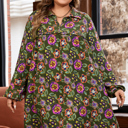 Green XXXXL Lorelai Collared Loose Mini PLUS Dress