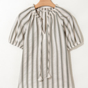 Gray Stripe Medium Lorelai Tie Short Sleeve Blouse