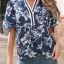  Lorelei Sleeve Striped Trim Blouse