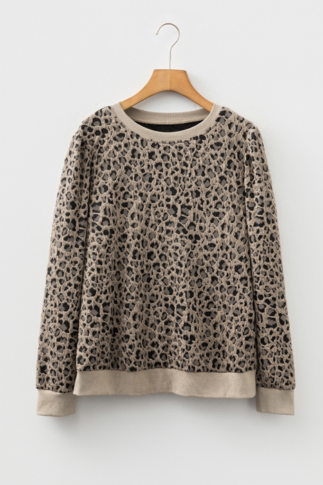 Lottie Ribbed Trim Print Long Sleeve Top