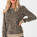 Khaki Small Lottie Ribbed Trim Print Long Sleeve Top