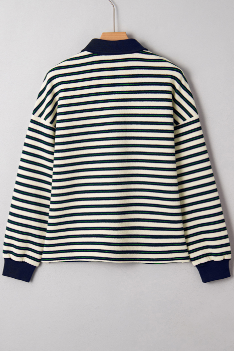 Louisa Contrast Collar Zip Long Sleeve Top
