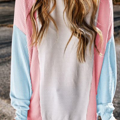 Louise Color Block Corded Long Sleeve Top