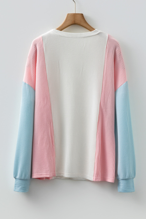 Louise Color Block Corded Long Sleeve Top