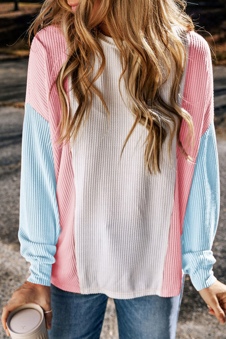 Louise Color Block Corded Long Sleeve Top