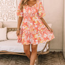  Louise Wide Flutter Sleeve Floral Dress