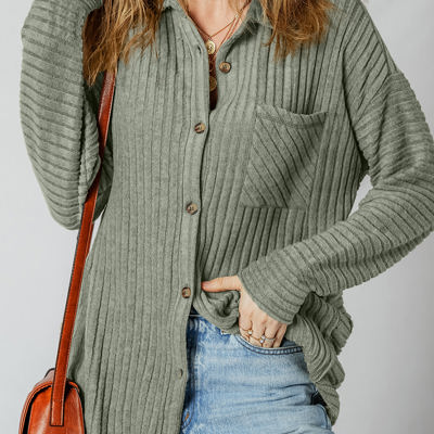 Lucia Ribbed Texture Button Up Shacket