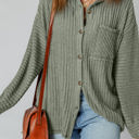  Lucia Ribbed Texture Button Up Shacket