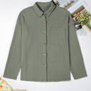  Lucia Ribbed Texture Button Up Shacket