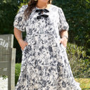  Luciana Plus Size Floral Bow Detail Midi Dress