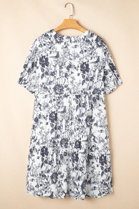 Luciana Plus Size Floral Bow Detail Midi Dress