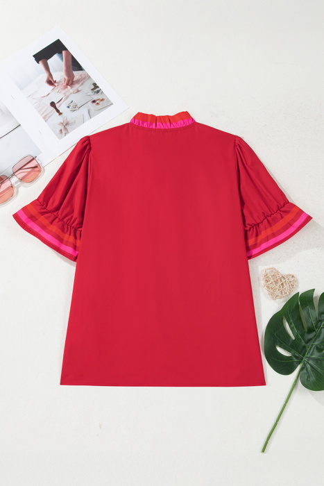 Luciana Ruffled Short Sleeve Blouse