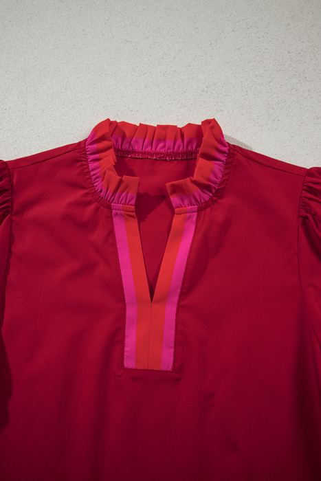 Luciana Ruffled Short Sleeve Blouse