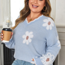  Lucille Fuzzy Flower Scalloped PLUS Sweater
