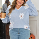  Lucille Fuzzy Flower Scalloped PLUS Sweater