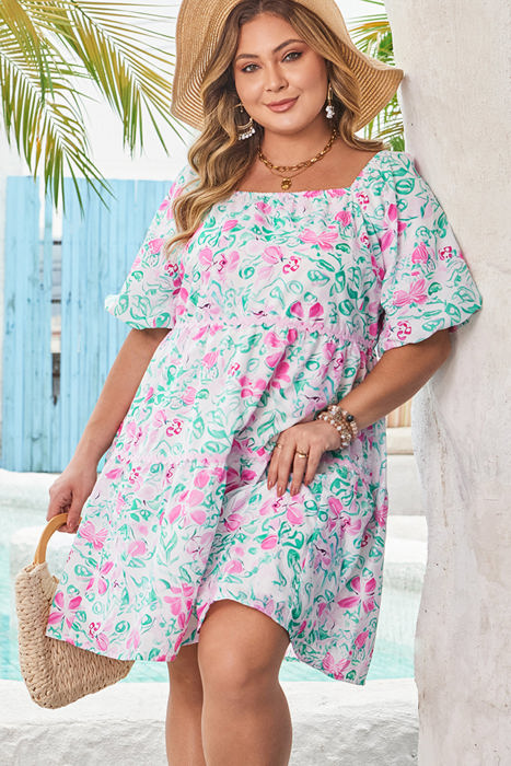 Lucille Plus Size Floral Ric-rac Trim Dress