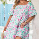 Lucille Plus Size Floral Ric-rac Trim Dress