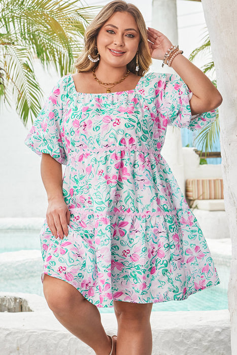 Lucille Plus Size Floral Ric-rac Trim Dress