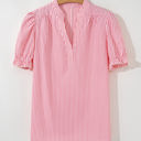 Pink Stripe Medium Lucy Stripe Puff Sleeve Blouse