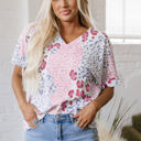  Luisa Leopard V Neck Short Sleeve Blouse