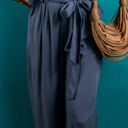  Luna Belted Frilly Waist Wide Leg Loose Pants